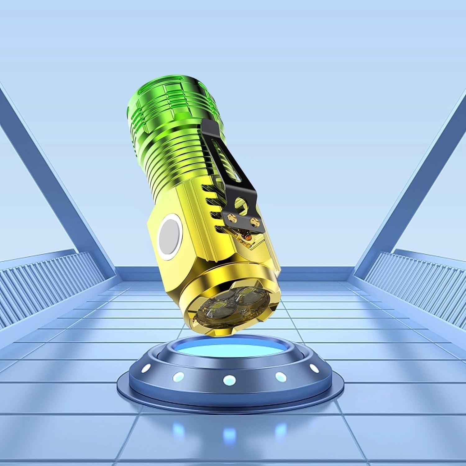 Lanterna cu 3 Nuclee Led, Flippy, Incarcare USB, Autonomie 4-20h, Raza Maxima 100-200 m, 5W, 4 x 4 x 9 cm, Suport de
