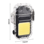 Lanterna Tip Breloc cu Bricheta, Flippy, Impermeabila, 3 Moduri Iluminare, 300 mAh, Incarcare USB-C, COB, Raza de