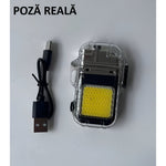 Lanterna Tip Breloc cu Bricheta, Flippy, Impermeabila, 3 Moduri Iluminare, 300 mAh, Incarcare USB-C, COB, Raza de