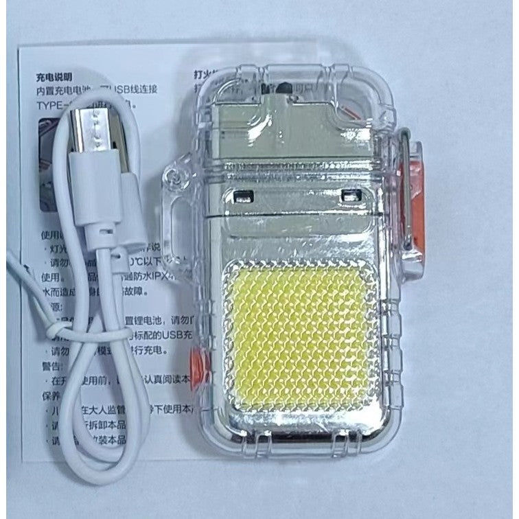 Lanterna Tip Breloc cu Bricheta, Flippy, Impermeabila, 3 Moduri Iluminare, 300 mAh, Incarcare USB-C, COB, Raza de
