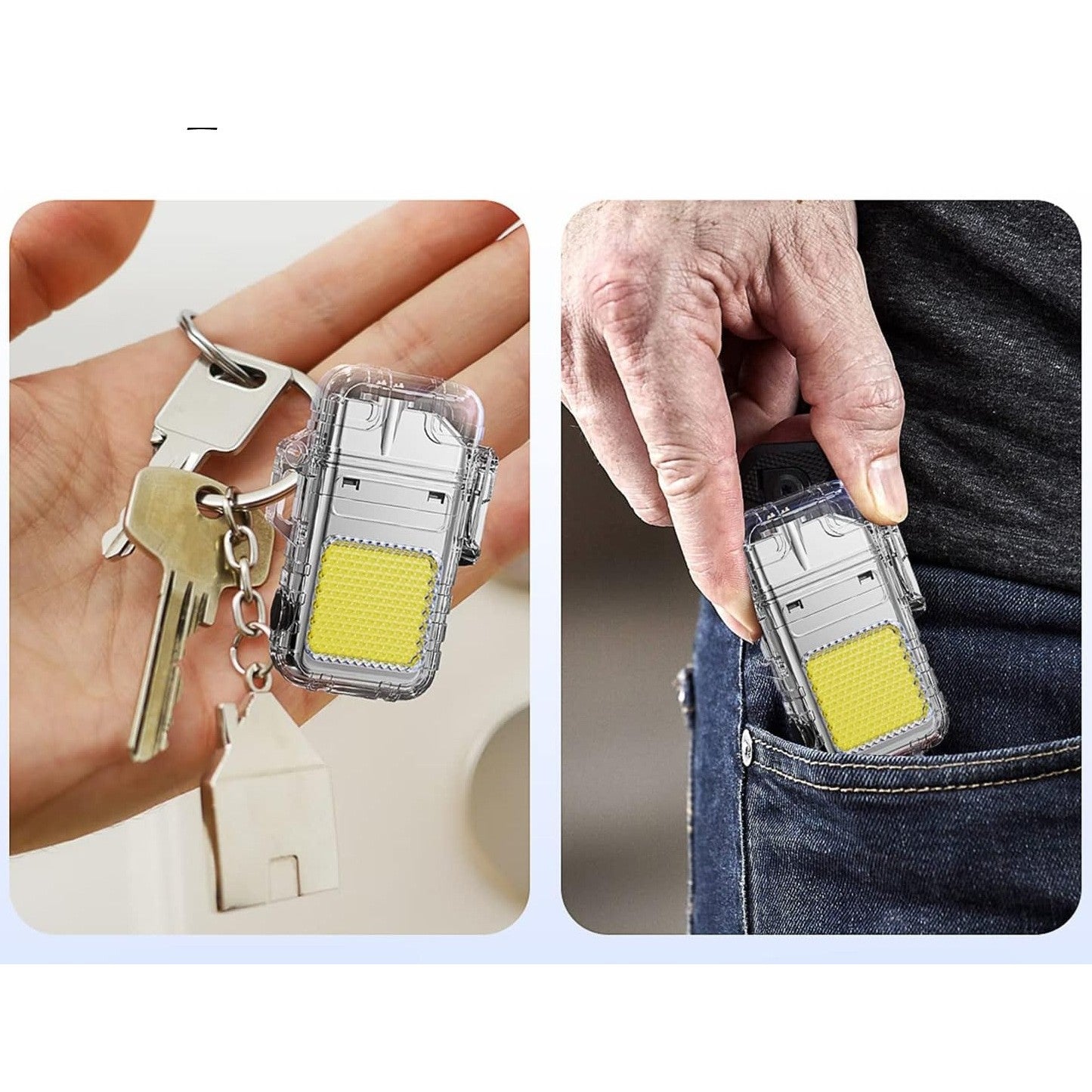 Lanterna Tip Breloc cu Bricheta, Flippy, Impermeabila, 3 Moduri Iluminare, 300 mAh, Incarcare USB-C, COB, Raza de