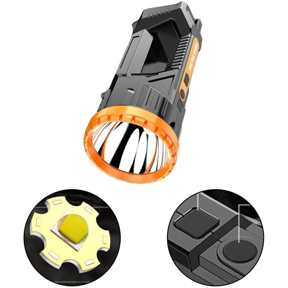 Lanterna LED, Flippy, Incarcare USB, Autonomie 8-24h, 2 Surse de Lumina, Principal si Lateral, Raza Maxima 100-200 m,