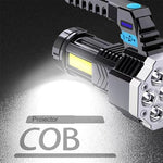 Lanterna LED Lumina Puternica, Rezistenta la Apa, Tip Proiector COB, Flippy, Lanternă Reincarcabila, USB, cu Maner