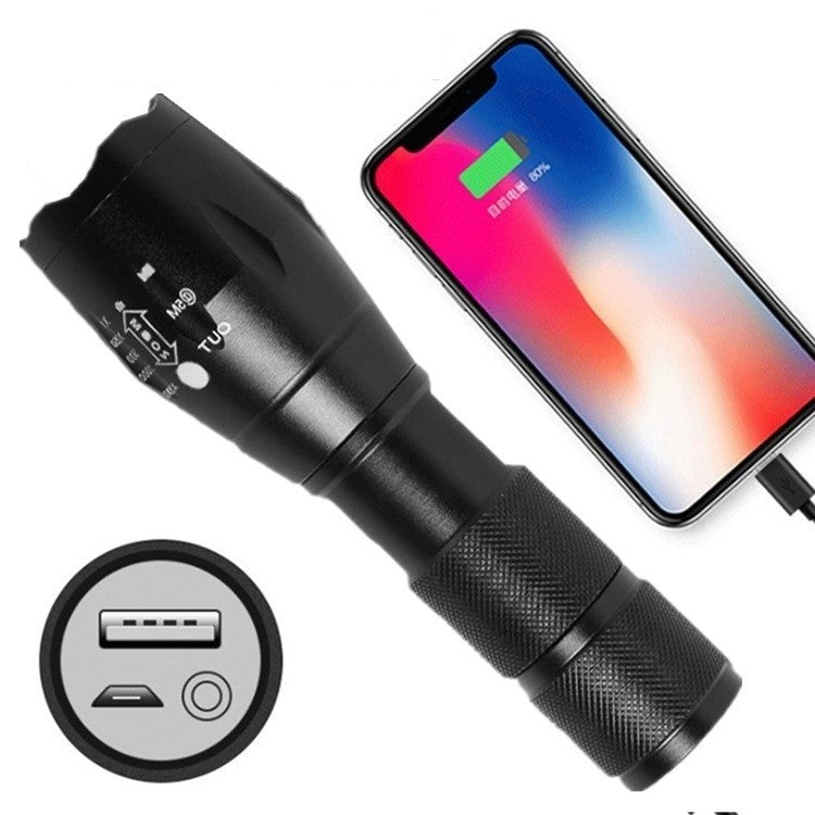 Lanterna Power Bank LED, Flippy, Incarcare USB, Raza 300m, 5W, Model T9 Telescopic 14.7 -15.7 cm, Functie Zoom si