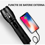 Lanterna Power Bank LED, Flippy, Incarcare USB, Raza 300m, 5W, Model T9 Telescopic 14.7 -15.7 cm, Functie Zoom si