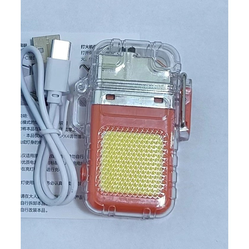 Lanterna Tip Breloc cu Bricheta, Flippy, Impermeabila, 3 Moduri Iluminare, 300 mAh, Incarcare USB-C, COB, Raza de