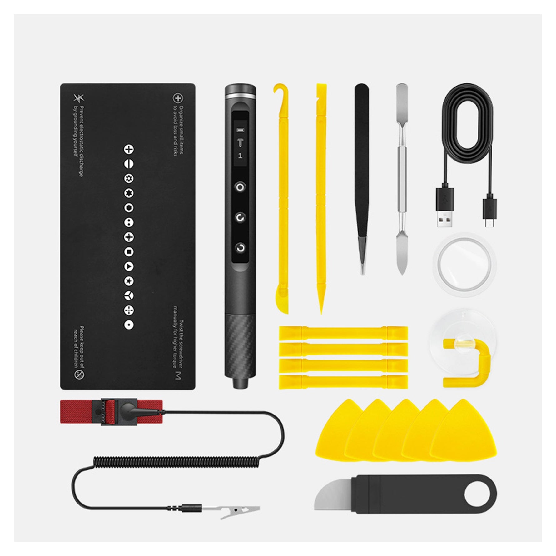 Surubelnita Profesionala Electrica, Flippy, Multifunctionala, Reancarcabila USB, Luminare LED, Kit 71 in 1, Set Complet