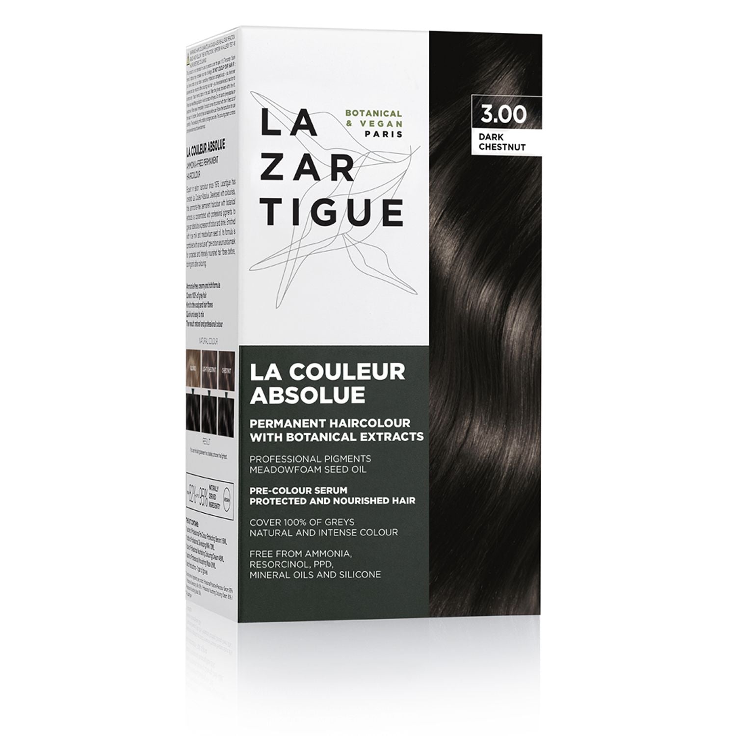 Lazartigue, La Couleur Absolue, Vopsea permanentă de păr, 3.00 Dark Chestnut, 143 ml