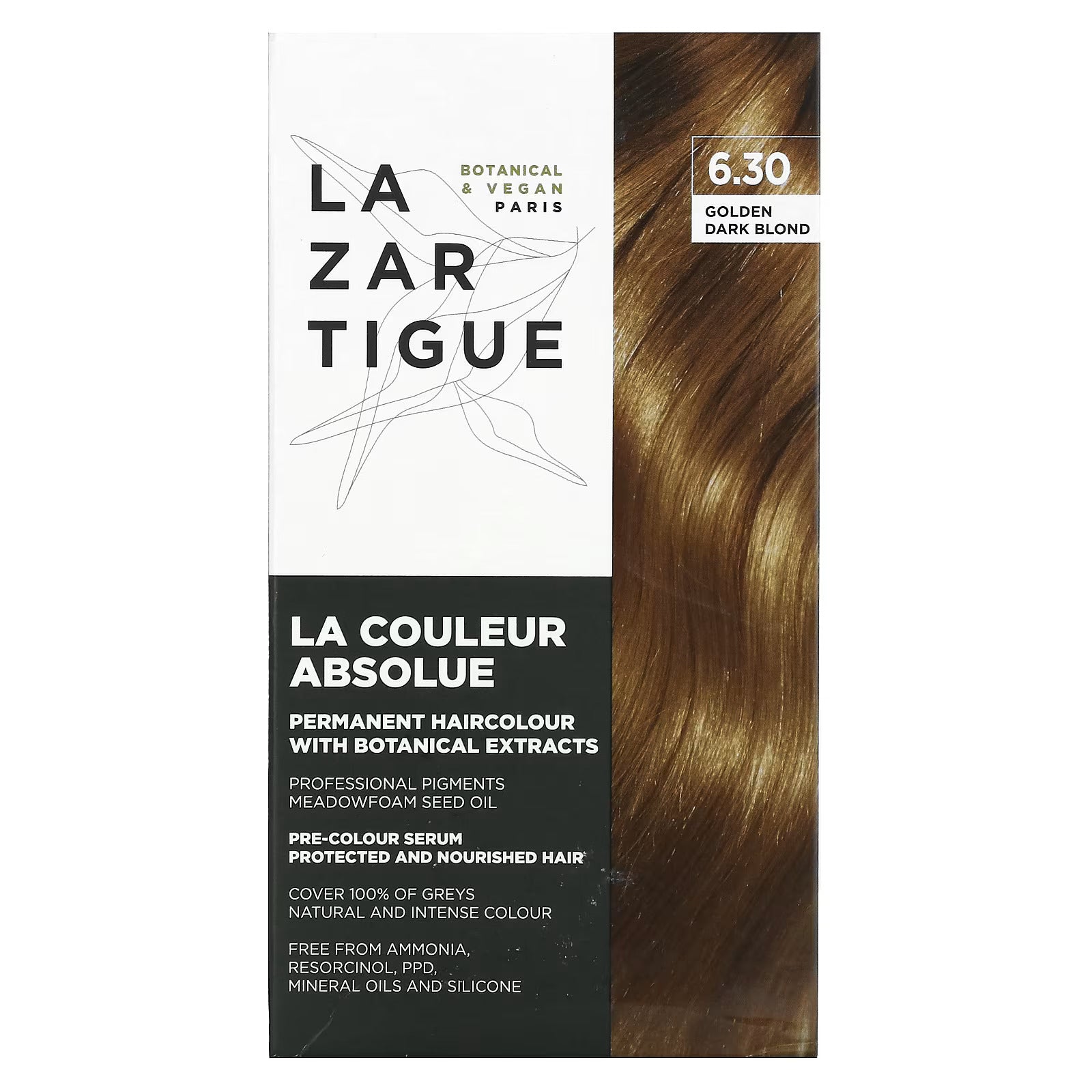 Lazartigue, La Couleur Absolue, Vopsea permanentă de păr, 6.30 Golden Dark Blond, 143 ml