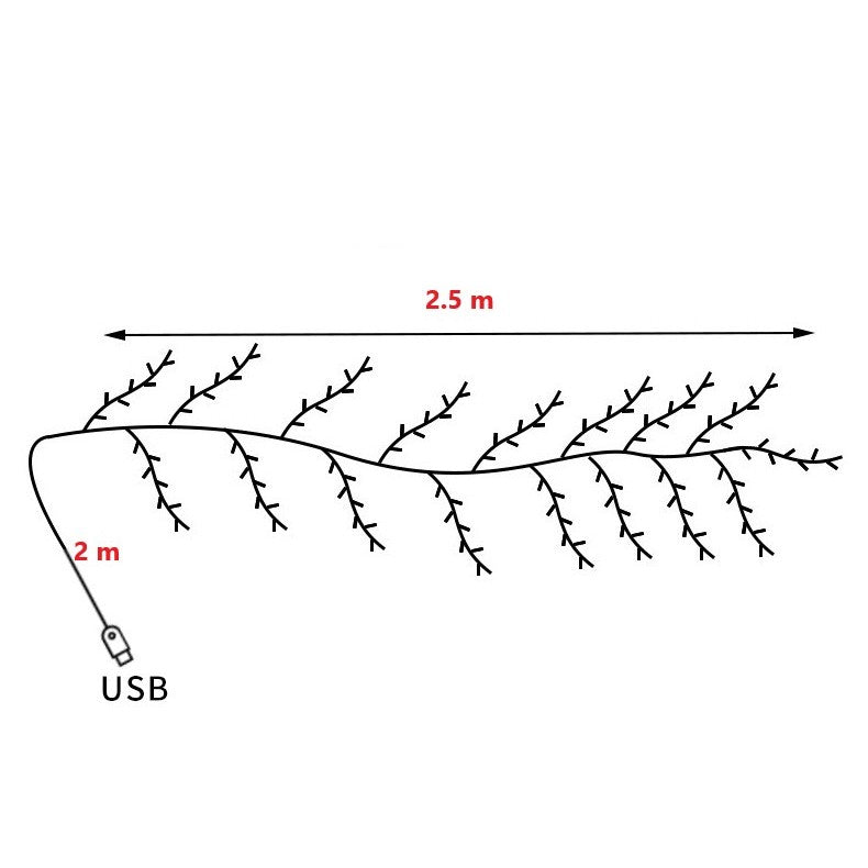 Instalatie Craciun tip Creanga Flippy, 144 LED-uri, Conectare USB, 8 Jocuri de Lumini, Telecomanda, 2.5 m, Prelungitor
