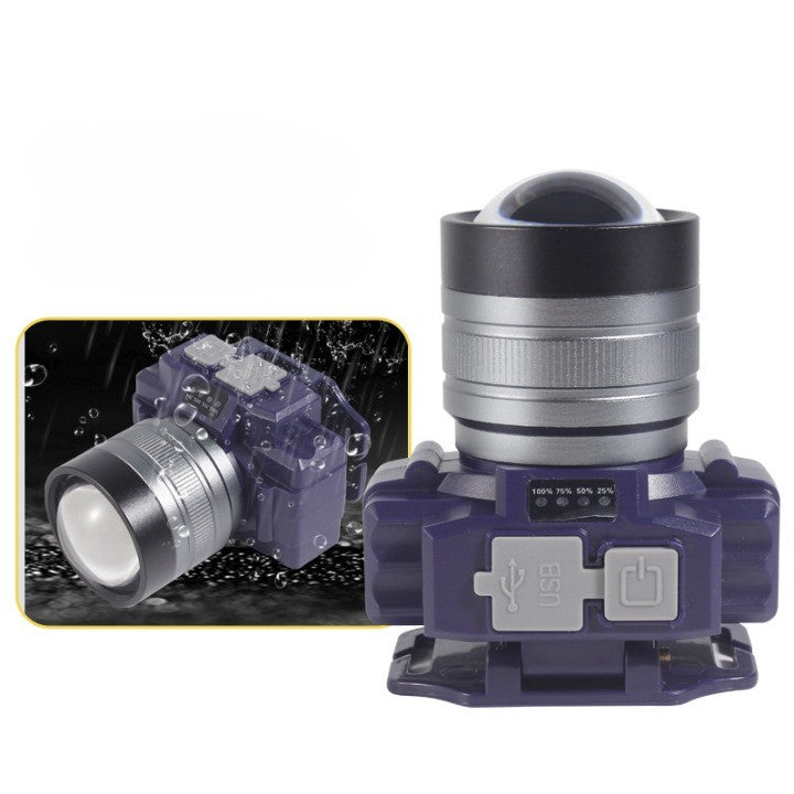 Lanterna LED de Montat pe Cap, Flippy, cu Raza Lunga de Zoom, Far Telescopic, Reglabil, Rezistent la Apa, pentru