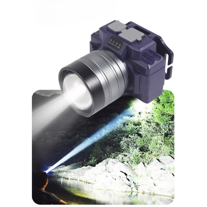Lanterna LED de Montat pe Cap, Flippy, cu Raza Lunga de Zoom, Far Telescopic, Reglabil, Rezistent la Apa, pentru