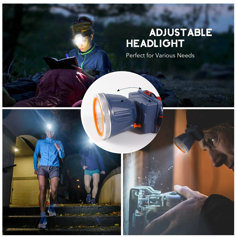 Lanterna LED de Montat pe Cap, Flippy, cu Raza Lunga de Zoom, Reincarcabila USB, Far Telescopic, Rezistent la Apa,