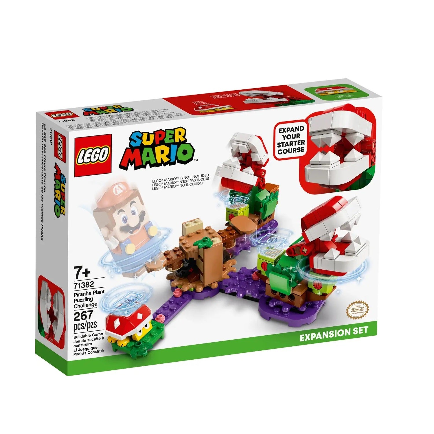 Lego, Super Mario, Set de extensie Provocare enigmatică Planta Piranha, Set de construcție, 71382, Unisex, 7+ ani, 267 buc - Olmarkt