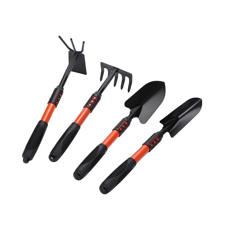 Set 4 Unelte de Gradina Flippy, Maner extensibil, pentru Plantare Prelucrare Sol si Ingrijire Plante, Material otel