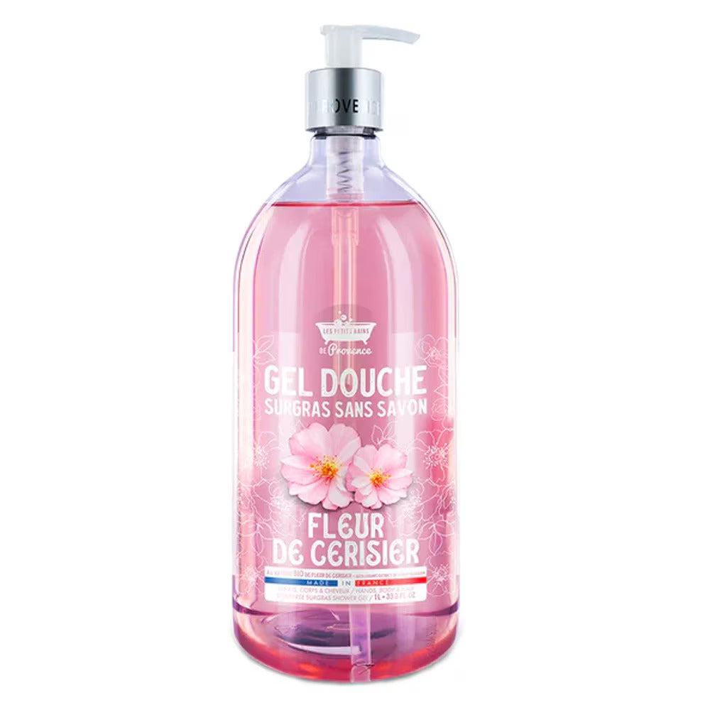 Les Petites Bains de Provence, Cherry Blossom, Gel de duș, Pentru piele sensibilă, 1000 ml