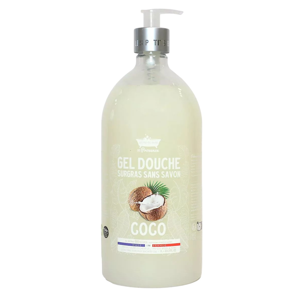 Les Petites Bains de Provence, Coconut, Gel de duș, Pentru piele sensibilă, 1000 ml
