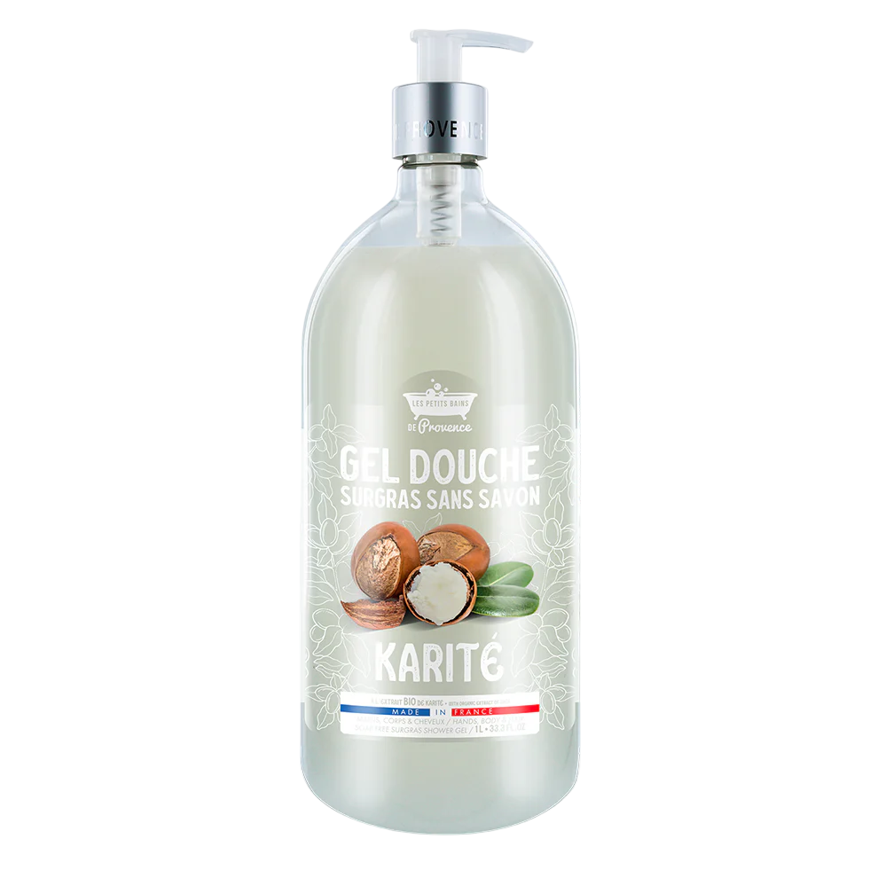 Les Petites Bains de Provence, Karite, Gel de duș, Pentru piele sensibilă, 1000 ml
