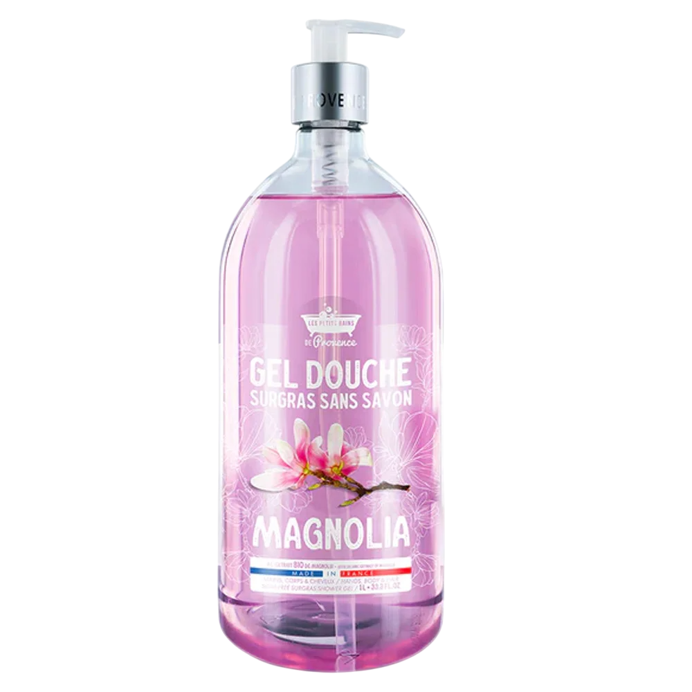 Les Petites Bains de Provence, Magnolia, Gel de duș, Pentru corp, față și păr, Pentru piele sensibilă, 1000 ml