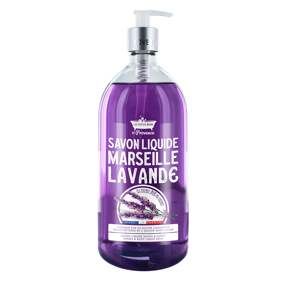 Les Petites Bains de Provence, Marseille, Lavandă, Săpun lichid, Pentru mâini și corp, 1000 ml