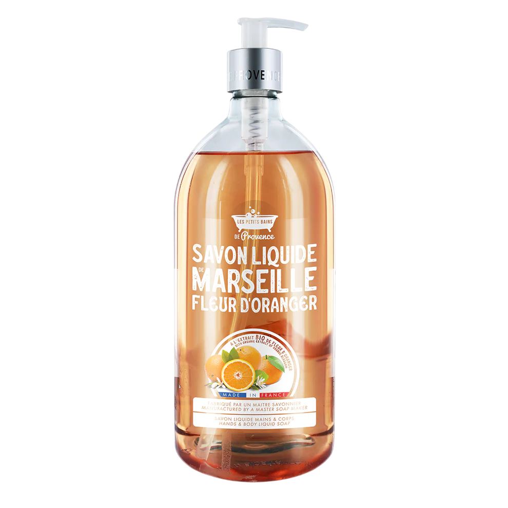 Les Petites Bains de Provence, Marseille, Floare de portocal, Săpun lichid, Pentru mâini și corp, 1000 ml