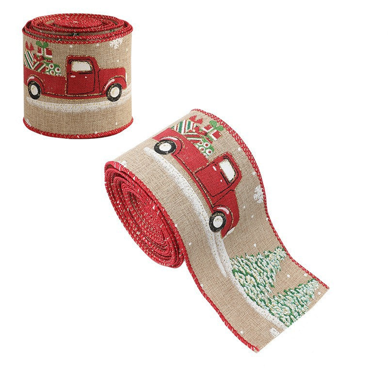Panglica Decorativa pentru Craciun, Flippy, Ornament pentru Brad de Craciun, Pretreceri, Panglica cu Design Masina