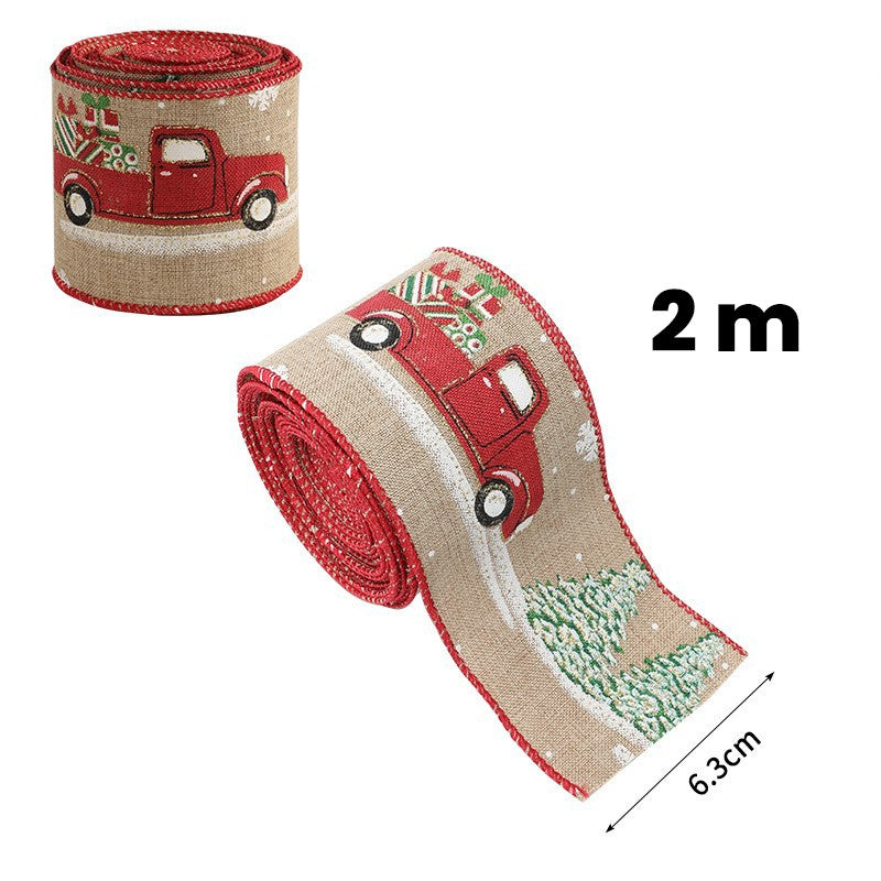 Panglica Decorativa pentru Craciun, Flippy, Ornament pentru Brad de Craciun, Pretreceri, Panglica cu Design Masina