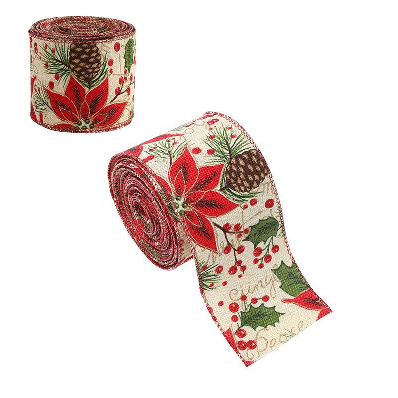 Panglica Decorativa pentru Craciun, Flippy, Ornament pentru Brad de Craciun, Pretreceri, Panglica cu Design Conuri si