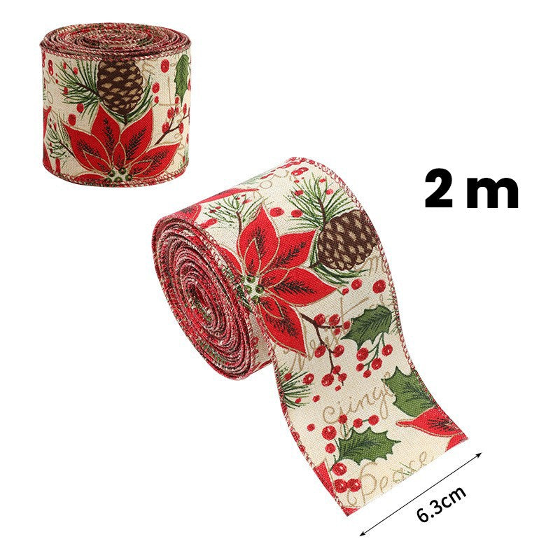 Panglica Decorativa pentru Craciun, Flippy, Ornament pentru Brad de Craciun, Pretreceri, Panglica cu Design Conuri si