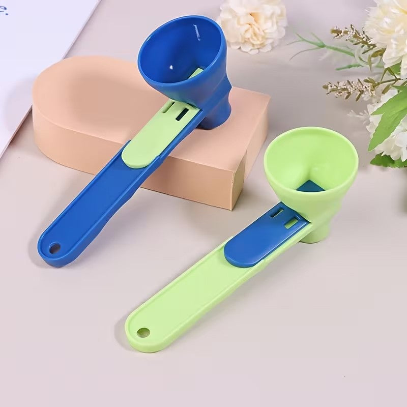 Lingura pentru Proteine, Flippy, Lingura cu Palnie Culisanta, Lingura Dozator pentru Lapte Praf si Suplimente, 12.5 cm,