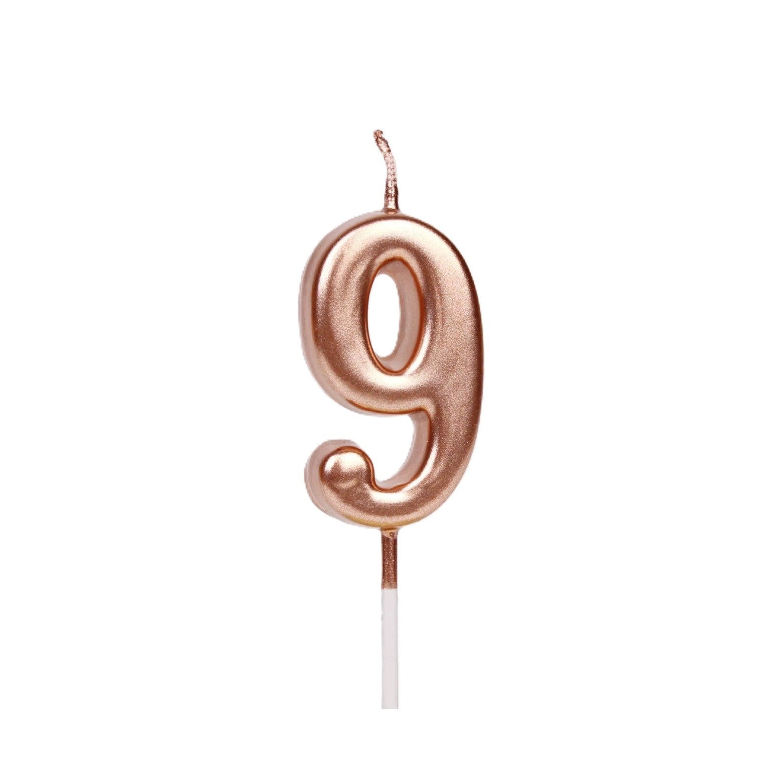 Lumanare de Tort, Flippy, Model Cifra 9, Party, 4.5 x 2.5 cm, din Parafina, Rose Gold