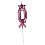Lumanare Cifra 0, Flippy, Model Coroana cu Fundita, Pentru Tort, 6 x 2.5 cm Mov