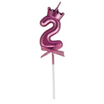 Lumanare Cifra 2, Flippy, Model Coroana cu Fundita, Pentru Tort, 6 x 2.5 cm Mov