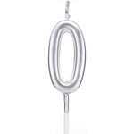 Lumanare de Tort, Flippy, Model Cifra 0, Party, 4.5 x 2.5 cm, din Parafina, Argintiu