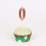 Lumanare de Tort, Flippy, Model Cifra 0, Party, 4.5 x 2.5 cm, din Parafina, Rose Gold