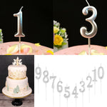Lumanare de Tort, Flippy, Model Cifra 1, Party, 4.5 x 2.5 cm, din Parafina, Argintiu