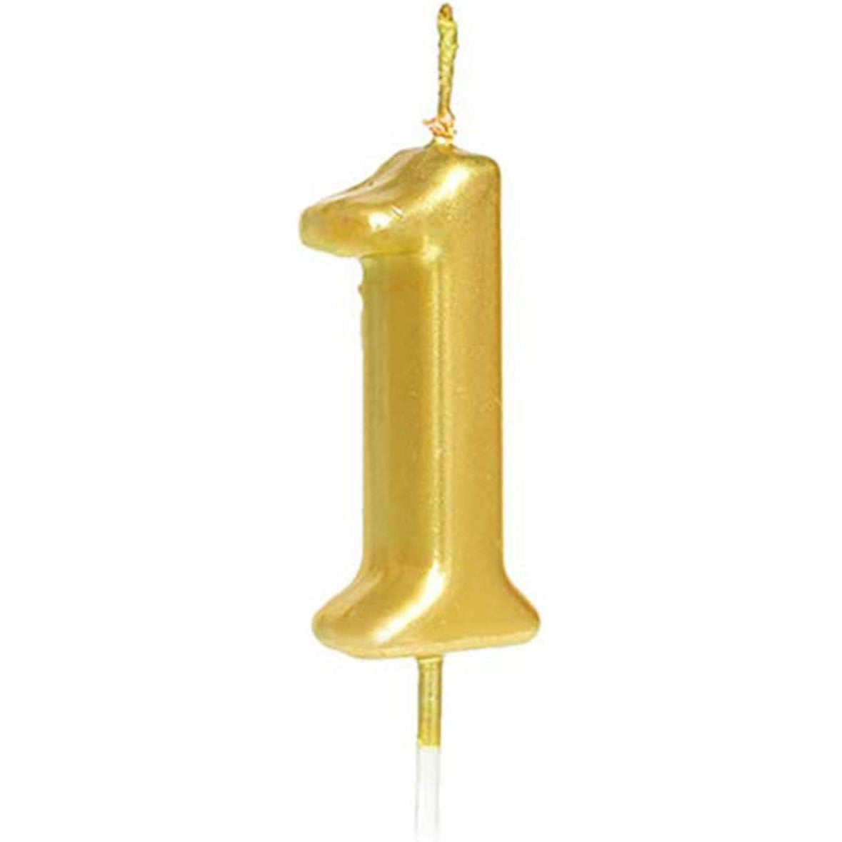 Lumanare de Tort, Flippy, Model Cifra 1, Party, 4.5 x 2.5 cm, din Parafina, Auriu