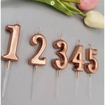 Lumanare de Tort, Flippy, Model Cifra 2, Party, 4.5 x 2.5 cm, din Parafina, Rose Gold