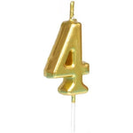 Lumanare de Tort, Flippy, Model Cifra 4, Party, 4.5 x 2.5 cm, din Parafina, Auriu