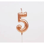 Lumanare de Tort, Flippy, Model Cifra 5, Party, 4.5 x 2.5 cm, din Parafina, Rose Gold