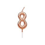 Lumanare de Tort, Flippy, Model Cifra 8, Party, 4.5 x 2.5 cm, din Parafina, Rose Gold