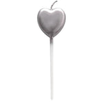 Lumanare de Tort, Flippy, Model Inima, Party, 8.5 x 3 cm, Argintiu