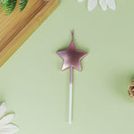Lumanare de Tort, Flippy, Model Steluta, Party, 8.5 x 3.2 cm, Roz Auriu