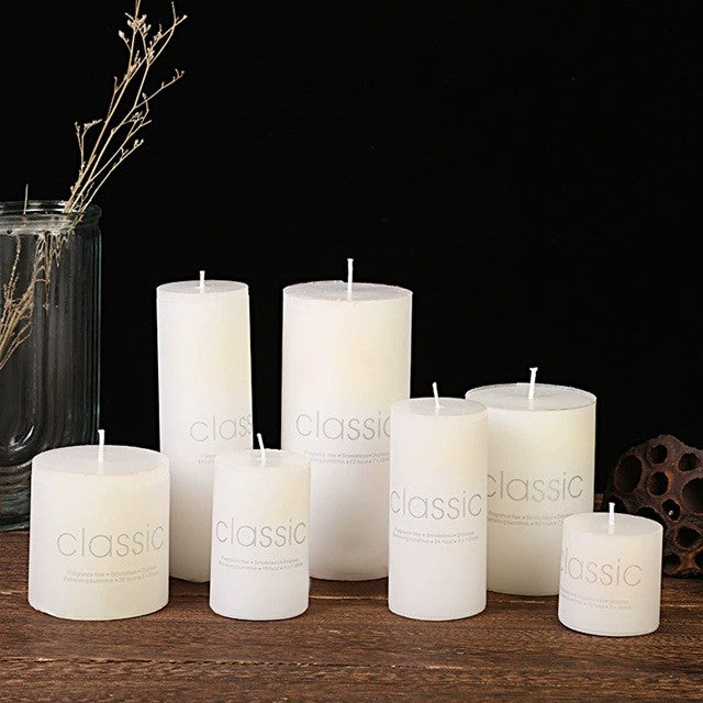 Lumanare Decorativa, Flippy, din Parafina, Cilindrica, Fara Fum si Fara Parfum, 5 x 15 cm, 260 g, Ardere 36h, Ivory Alb