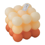 Lumanare Parfumata, Flippy, din Ceara De Soia, Model Cub, Gradient in 3 Culori Pale, 6x6x6 cm, Aroma de Portocale,