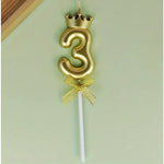 Lumanare pentru Tort Cifra 3, Model Coroana, Gold, Flippy, Party