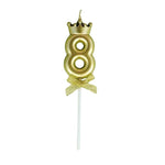 Lumanare pentru Tort Cifra 8, Model Coroana, Gold, Flippy, Party
