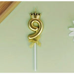 Lumanare pentru Tort Cifra 9, Model Coroana, Gold, Flippy, Party
