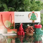 Lumanari Parfumate de Craciun, Flippy, GIFT BOX din 3 Lumanari din Ceara de Soia, Model B Pitic, Casuta, Ciorap, 22.5 x