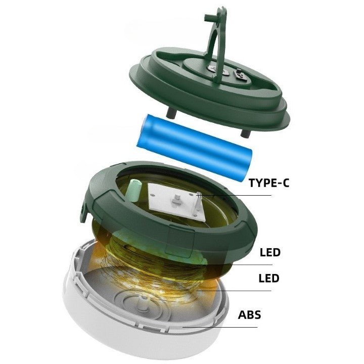 Lumină de camping LED încărcare USB, Flippy, șir colorat, pentru aer liber, cort, Distanta 10 metri, 1800mAH, 10.5x4.3